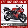 OEM هيكل السيارة ل Yamaha YZF-R6S Red Factory Blk YZF R6S 600CC YZF-600 2008 2008 2009 2009 2009 2009 2009 YZF R6 S 600 CC YZFR6S 06 07 08 08 09 YZF600 2006-2009 دراجة نارية