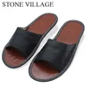 Stone Village äkta läder hem tofflor kvalitet kvinnor män tofflor nonsslip cool inomhusskor män kvinnor sommar sandaler y200423