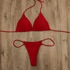 6 kolorów nowe seksowne małe stringi Bikini kobiety stroje kąpielowe damski strój kąpielowy dwuczęściowy zestaw Bikini Halter strój kąpielowy