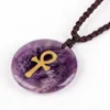 Natursten Engravera Anka Cross Symbol Hängsmycke Reiki Healing Crystal Religiösa Smycken Mäns och Kvinnors Charm Fashion Pendant Halsband