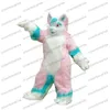 Halloween Long Fur Pink Mascot Costumes Top Quality Cartoon Characon Tenfits Adults Size Christmas Carnival Birthday Party Outdoor Tenue