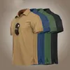 T camisa militar tático esporte ao ar livre lapela secagem rápida manga curta verão caminhadas treinamento t roupas masculinas casuais topos w220307