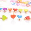 50pcs/lot Cute Colored Wood Clips Heart Shape Clothespins clip 3cm Mini photos clips Creative DIY hand drawing clips Paper Peg LX3406
