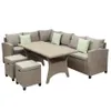 米国在庫U_Style Patio家具セット5ピース屋外会話セットダイニングテーブルチェアオスマンとスロー枕A32 A26304T