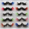 Wholesale Multi Color 3D False Eyelashes Synthetic Fiber Colorful Lashes Faux Mink Strip Fake Lash Party Colored Eyelash Makeup