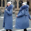 Frauen Unten Parkas 2021 Mode Winter Jacke Frauen Große Pelz Mit Kapuze Dicken Langen Weiblichen Mantel Schlank Warme Outwear1