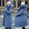 Frauen Unten Parkas 2021 Mode Winter Jacke Frauen Große Pelz Mit Kapuze Dicken Langen Weiblichen Mantel Schlank Warme Outwear1