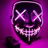 Halloween Horror Masker LED Gloeiende Maskers Purge Maskers Verkiezing Mascara Kostuum DJ Party Light Up Masks Glow in Dark 10 kleuren Gratis verzending