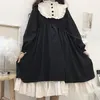 Japanese Style Autumn Women'S Dresses O-Neck High Waist Slimming Contrast-Color Ruffled Sweet Lolita Dress Kawaii Clothing 220215