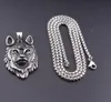 Vintage Silver Wolf Stainless Steel Dog Head Animal Men Retro Hip Hop Punk Rock Pendant Necklace Jewelry Gift Free Shipping