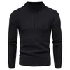 Męskie swetry Spring Fall Mens sweter Pullover Semi Topleneck Top Men Odzież 2021 Moda Czarny Casual Styl