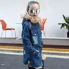 Peuter Kids Baby Meisjes Kleding Hooded Wol Kraag Warm Girdle Denim Jas Ripped Denim Jacket Winter Uitloper 4 6 8 10 12 jaar LJ2011202020