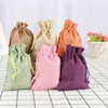 Linen Cotton Gift Bags Packing Jewelry Drawstring Pouch Cosmetic Wedding Candy Wrappling Reusable Sachet Print