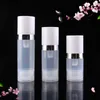 Lege 5 ml 10 ml 15 ml Airless Flessen Clear Airless Vacuümpomp Lotion Fles met Zilveren Lijn Cosmetische Verpakking DH9591