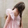 Princesa meninas vestido crianças tutu rendas roupas crianças verão vestidos de festa de verão adolescentes colarinho quadrado roupa criança vestidos casuais g1218