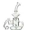 Pipe à eau en gros Klein Tornado Recycler Perc Clear Narguilés Type plié Style 14,5 mm Femelle Joint Verre Eau Bongs Huile Dab Rigs HR024