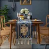 Bordslöpare dukar hem textilier trädgård lyx nordisk modern blomma broderi dinning dekoration tassel fest kaffedesk in dekor textil