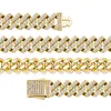 8mm Iced Out Cuban Link Chain Necklace Gold Silver Plated Square Stone Mens Gold Chain Miami Kuba Chain3078080