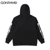 GONTHWID Hip Hop Hoodie Sweatshirt Streetwear Earth Skeleton Print Punk Gothic Hooded Winter Harajuku Cotton Pullover Black 211229