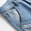 Herren-Jeans, Herren-Design, modisch, getäfelt, Biker, Skinny, Distressed, hellblaue Denim-Hosen, Drop-Großhandelslager