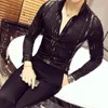 Luxury Gold Shirt Men 2017 New Long Sleeve Black White Navy Party Club Sexy Night Bar Stage Clothing Male Shirt Chemise Homme Y2006045921