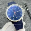 2021 Sportarmbandsur herrklockor Gummiarmband kronograf orologio di lusso Blue face Luxusuhr Quartz Japan urverksur