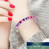 1PCS Regenbogen Vinyl Disc Perle Surfer Stretch-Armband Gold Farbe Metall Perlen Sommer Strand Armband Schmuck