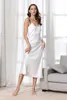 Sexig lång sömnklänning Satin Rayon Sleepwear Solid Nightie Nightgown Women Nightdress Intemate Lingerie Women Nightwear Bath Gown171q