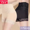 3pcs / lot anti vidé boyshort lacets bout à bout culotte femmes taille haute sous-vêtements amincissants dames corps shaper ventre shapewear lj200822