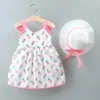 Nuovi vestiti per bambina vestito + cappello da spiaggia ananas 3D casual estate cotone principessa abbigliamento bambini bambini abiti da bambina