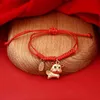 2022 New Cartoon Year of the Tiger Life Red Rope Bracelet Hand Woven Student Couple Jewelry