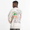 Hoodies dos homens rolando alto la poppin natural crewneck estrela pintado à mão graffiti suéter95