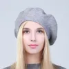 Geebro Women039 Béret français Spring causal causal Plain Black Wool Berets pour femmes tricot d'artiste Béret Cap chapeaux pour femme 9680277