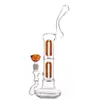 high quality toro recycler bubbler glass beaker bongs double arm tree perc 15inch smoking water pipe dab rig bong with 14 mm joint