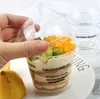 200ml Transparente Tiramisu Tiramisu Copa Plástico Mousse Cupcake Copos Descartáveis ​​Jelly com capa Pudim Sobremesa Sets Fontes de festa