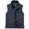 Gilet d'été avec de nombreuses poches pour hommes mince multi-poches classique gilet d'extérieur homme pographe veste sans manches Stra22