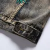 Men Vintage Sets Embroidered Red Crowned Crane Hole Distressed Jackets Embroidered Tiger Jeans Mens Clothing 2 Piece Set 201109