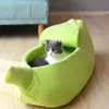 Banane en forme de chat lit maison chaud confortable chiot coussin chenil portable doux canapé pour animaux de compagnie mignon sac de couchage drôle panier pour chats chiens LJ200918