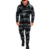 Tracksuit Autumn Winter Camou Hoodies Casual Sweat Suits Drawstring Pullover Outfit Sportwear Men 2 Piece Set Plus Size 201204