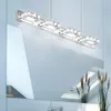 2 Lumières moderne Applique murale miroir étanche salle de bain conduit nordique Art déco éclairage blanc lumière Blanc chaud lampe en cristal de cristal Sconce