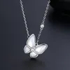 Mariposa concha blanca Collar colgante plata femenina diseño lujoso 18K chapado en oro temperamento simple cadena de clavícula collares pendiente h654