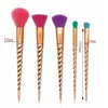 makeup brushes sets cosmetics 5 bright color rose gold Spiral shank unicorn screw makeup tools7973765