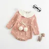 Bébé vêtements tricotés nouveau-né bébé filles barboteuse à manches longues en laine pompon infantile combinaison pour filles garçons salopette vêtements C01265766703