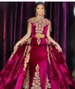 Gold Vestidos de Novia Kosovo Albanska Caftan Evening Dresses 2021 Applique Robe de Soirée Mariage India Prom Crows