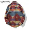 Gonthwid Hip Hop Tie Dye Snap Button Shirts Mannen Mode Casual Streetwear Jurk Shirt Jassen Mannelijke Hipster Tops 220312