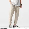 Privathinker Coton Lin Casual Sarouel Hommes Joggers Homme Pantalon D'été Mâle Style Chinois Baggy Pantalon Harajuku Vêtement 201109