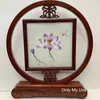 Free DHL Office Home Decoration Chinese style Table Decor Ornaments Hand Silk Embroidery Patterns with Bubinga Frame Christmas Business Gift