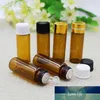 Bouteille en verre marron de 5ML, couvercle blanc/noir/or/argent, bouchon en plastique pour huile essentielle, flacon de Test d'échantillon, emballage de soins de la peau