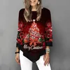 Sweatshirt Kvinnor Julrene Skriv ut Långärmade Toppar Holiday Mode Ladies Loose Pullover Skjorta Förstoringar Sweatshirts 201202