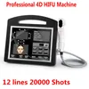 Profesyonel 3D 4D HIFU 12 Satır 20000 Çekim Yüksek Yoğunluklu Odaklı Ultrason HIFU Yüz Germe Makinesi Kırışıklık Temizleme Vücut Zayıflama DHL